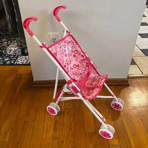 ToysRUs Pink Circle Dot Baby Doll Umbrella Stroller